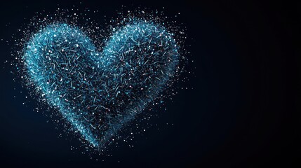 Abstract Glowing Blue Heart Shape