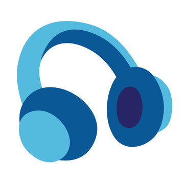 Blue headphone headset vector art, headphones clip art, clip art headset, headphones illustration in flat design style, headset flat icon