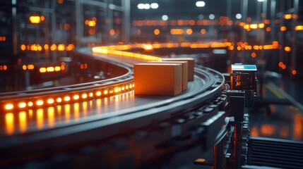 Obraz premium Efficient Conveyor System in Modern Warehouse Environment