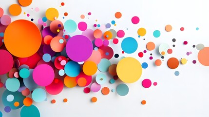 Abstract Colorful Dots: A whimsical burst of vibrant colored paper circles create an abstract and cheerful design. The playful composition evokes a sense of movement and joy.
