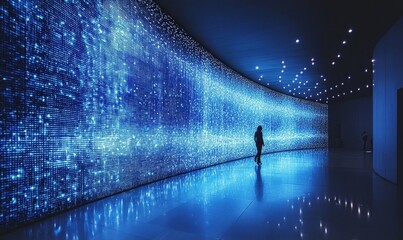 Obraz premium 3D Dynamic Light Wall, Generative AI