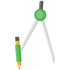 Green and silver compass with a pencil great for educational content, navigation materials, travel blogs, exploration concepts, and geography resources.