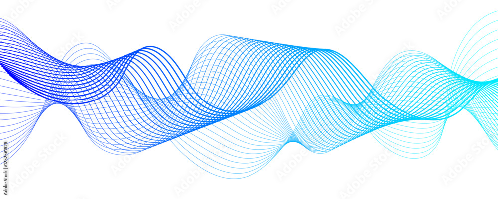 Aufkleber Abstract glowing Modern wave with Dynamic flowing lines. Futuristic technology and sound wave lines. Digital frequency track equalizer with Stylized line art. Twisted curve lines and blend effect