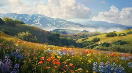 Serene Meadow Filled with Wildflowers