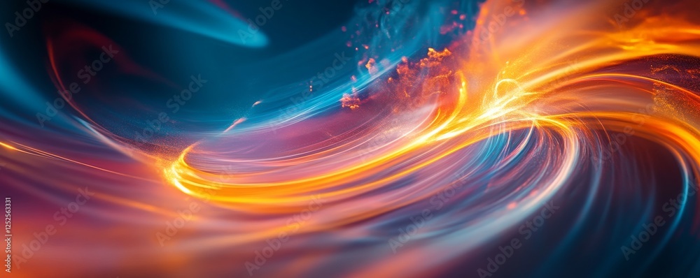 Poster abstract vibrant light trails in motion, dynamic energy flow. futuristic background concept
