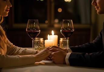 A Romantic Candlelit Dinner with Wine