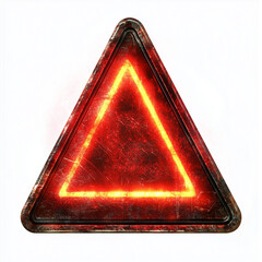 Burning Metal Warning Road Sign, Reds, Blacks, Orange