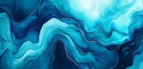 Obraz premium Abstract Blue Liquid Watercolor Swirls Background