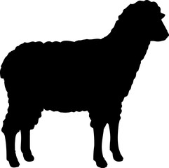 Sheep Black Vector Silhouette on White Background