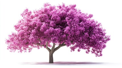Pink flowering tree, spring bloom, white background, nature scene, website design