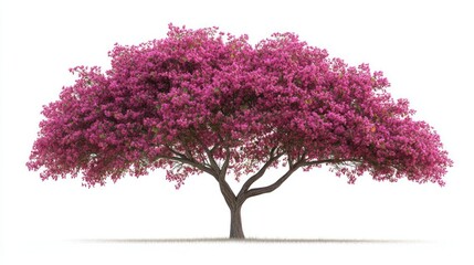 Pink bougainvillea tree, isolated, white background, nature, garden design