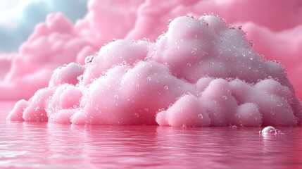 rain drops with pink cloud 3d render icon isolated on white background