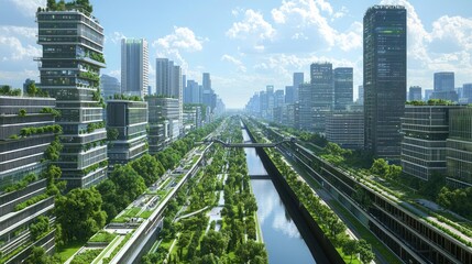 Sustainable Green Cityscape Aerial View