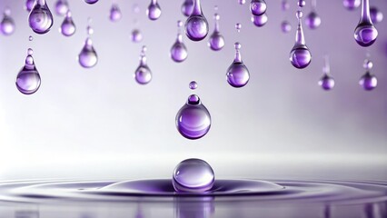 Lilac Droplets Falling on Isolated White Surface, gooey, wet, lilac flowers, drips