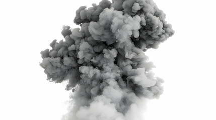 Grey ink cloud explosion, white background, abstract art
