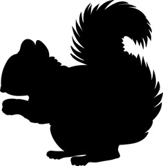 Squirrel Animal Nature Vector Illustration Black Silhouette on White Background