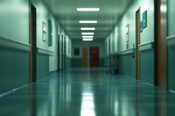 Hospital hallway reception clinic, offering a clean and focused environment for patients and visitors.