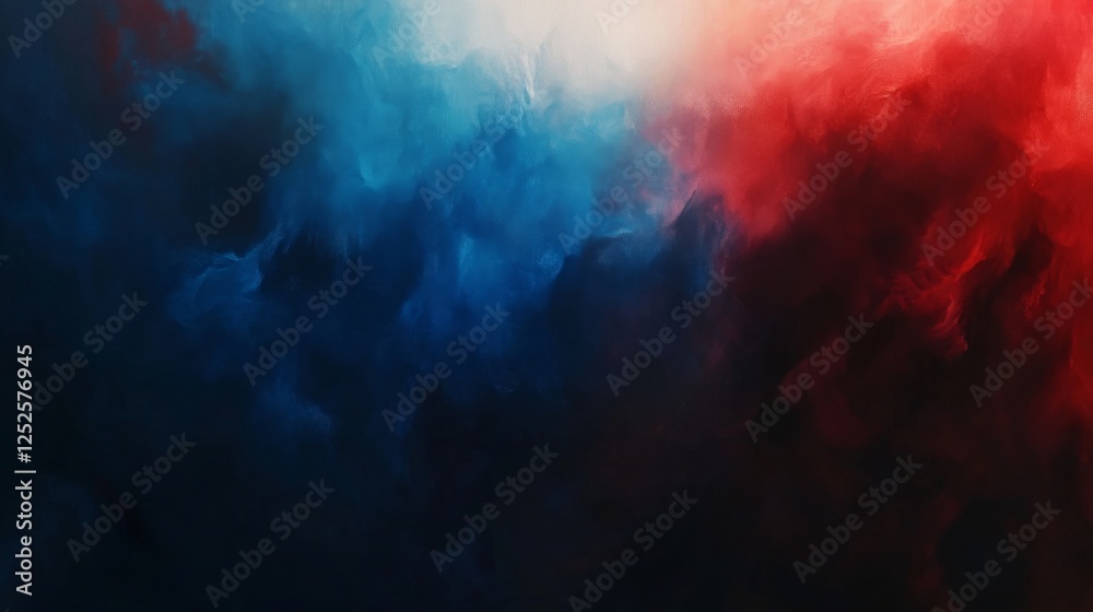 Poster abstract red and blue color gradient with mist effect, vibrant and dramatic concept