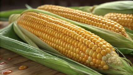 Harvesting golden kernels closeup of corn on the cob in a natural setting food photography outdoor environment realistic viewpoint