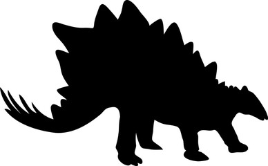 Stegosaurus Nature Dinosaur Black Vector Silhouette on White Background