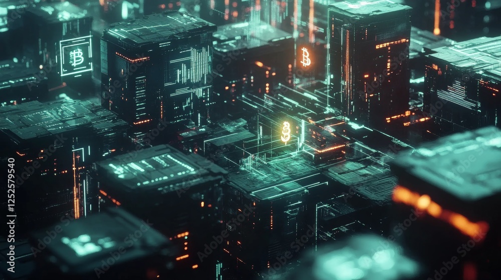 Poster dynamic cryptocurrency data visualization digital realm graphic representation futuristic environmen