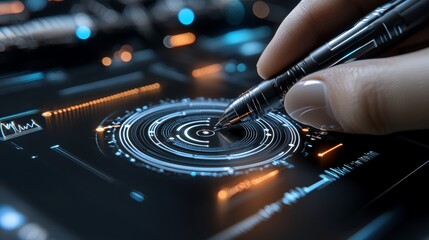 Innovative data visualization techniques in digital interface design technology lab graphic presentation high-tech environment close-up perspective exploring modern user experience concepts