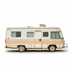 Vintage RV roadside, desert background, travel