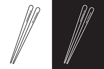 Chopsticks icons set. Chop stick vector isolated on black and white background. Icon chopstick Japanese food, noodles, Korea wood stick Chinese sushi chop in restaurant. Vector illustration