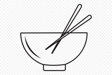 Plate of noodles with chopsticks vector icon on a white background