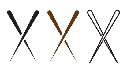 Chopsticks icons set. Chop stick vector isolated on black and white background. Icon chopstick Japanese food, noodles, Korea wood stick Chinese sushi chop in restaurant. Vector illustration