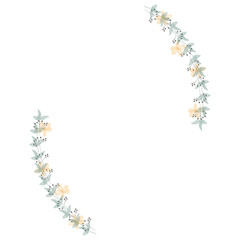 Hand drawn floral wreath for wedding invitation card design