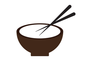 Minimalist Line Drawing of Ramen Bowl with Chopsticks Delicious Asian Cuisine Design on White Background