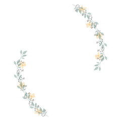 Hand drawn floral wreath for wedding invitation card design