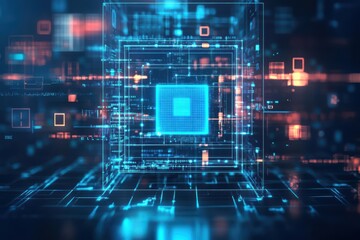 Obraz premium Intricate Computer Circuitry Displayed Against a Deep Blue Background Highlighting Modern Technology and Innovation in Digital Design and Engineering