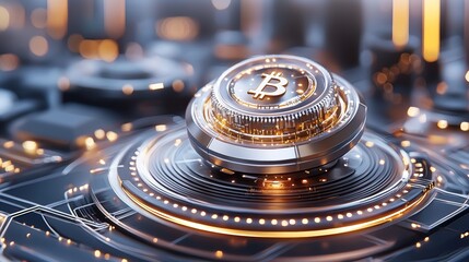 Exploring cryptocurrency evolution bitcoin innovation digital finance hub 3d render futuristic environment close-up perspective blockchain technology insights