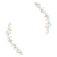 Hand drawn floral wreath for wedding invitation card design