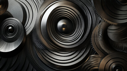 Abstract black and silver pattern with concentric shapes, creating a sophisticated and modern visual composition.