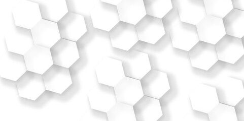 Abstract white hexagon concept background. Seamless bright white abstract honeycomb. Technology for design element vector abstract background.