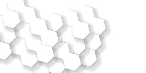 Abstract white hexagon concept background. Seamless bright white abstract honeycomb. Technology for design element vector abstract background.