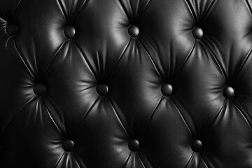 Fototapeta premium Close-up of a black leather tufted upholstery texture