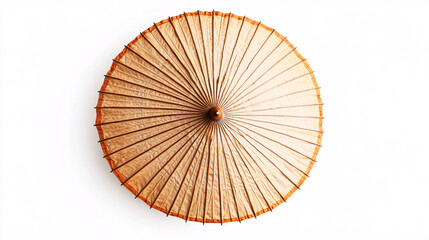 brown paper japanese parasol isolated on white background