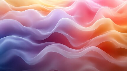 Obraz premium Colorful abstract waves in soft pastel shades, digital art. modern design and creative expression concept