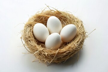 Silhouette Easter Eggs in Nest - Minimalist White Spring Background