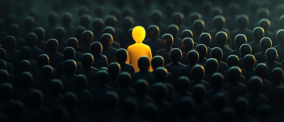 Obraz premium Unique figure stands out in a dark crowd.