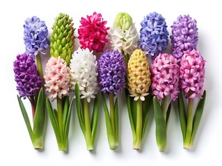 Fototapeta premium Spring Hyacinth Flower Heads Isolated on White Background - Easter Decoration