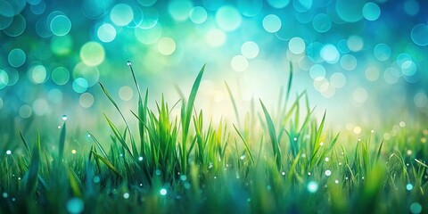 Fototapeta premium Surreal Summer Grass Field in Morning Mist Dreamy Bokeh Wallpaper