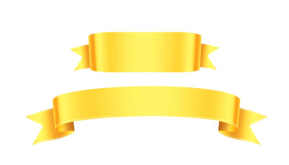 Two Gold Ribbons on PNG/White Background for Design Elements. This image showcases two golden ribbons against a PNG/Transparent/white backdrop