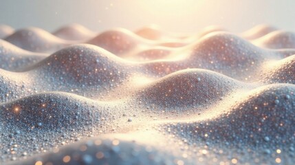 Abstract Sparkling Undulating Surface with Glimmering Lights and Gentle Hills of Shimmering Texture