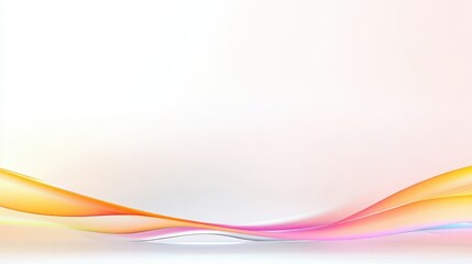Minimal white background with an artistic blur of sunset-like colors in orange, pink, and yellow at the bottom.