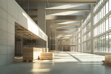 Dynamic warehouse facility with automated systems, enhancing the efficiency of modern logistics operations.
